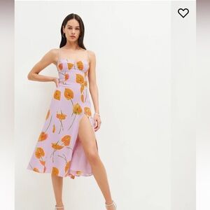 Reformation Lilac and Orange Floral Midi Dress